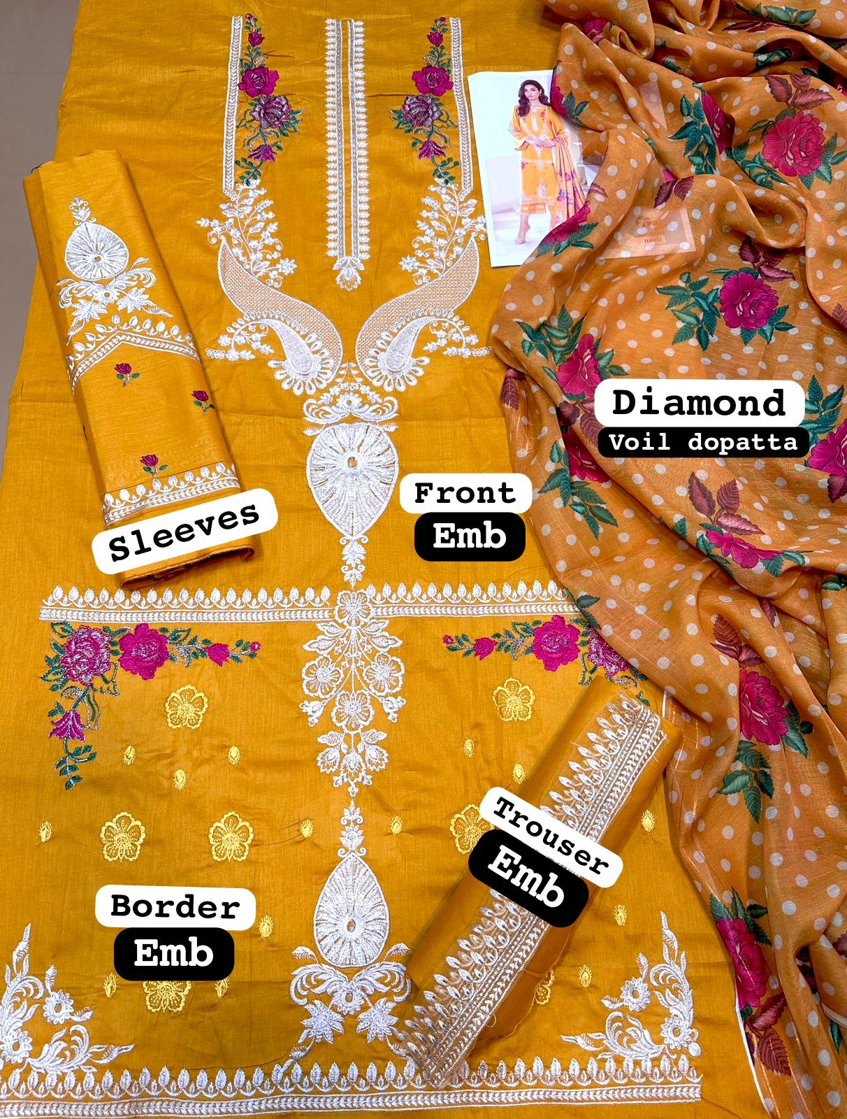 Zarqaaa Chrizma Luxury 3PC Embroidered Lawn Suit – Summer 2K25 - Image 5