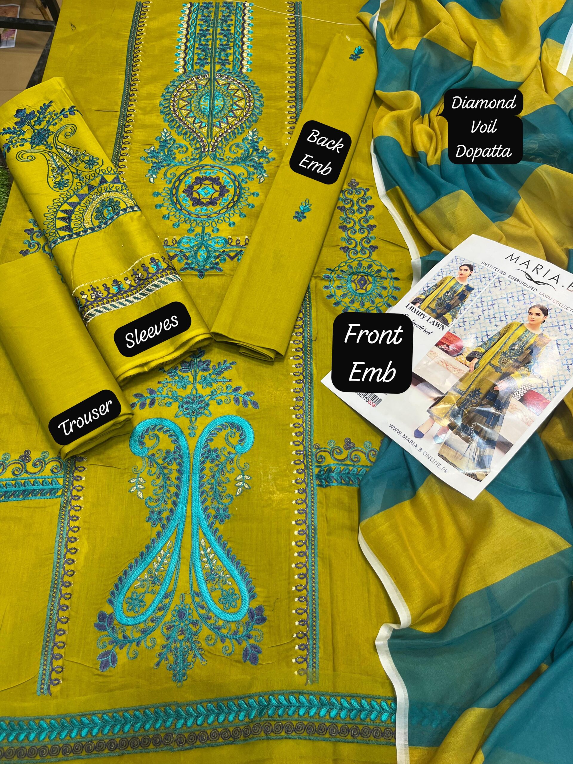Zarqaaa Maria B Luxury Cotton Lawn Suit – 3PC | Summer 2K25 - Image 2