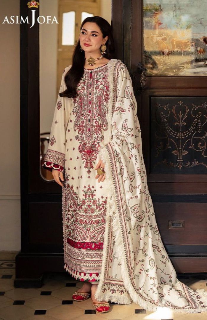 Asim Jofa 5066 Dhanak Suit with Heavy Embroidery & Lace Dupatta