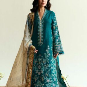 Baroque 5151 Dhanak Suit with Heavy Embroidery & Digital Print Wool Shawl