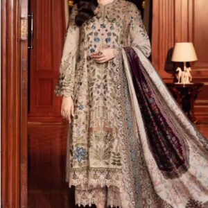 Maria B. 5146 Dhanak Suit with Heavy Embroidery & Twill/Wool Dupatta