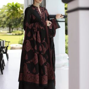 Bareeze 5001 Wool Dhanak Suit with heavy embroidery and wool shawl