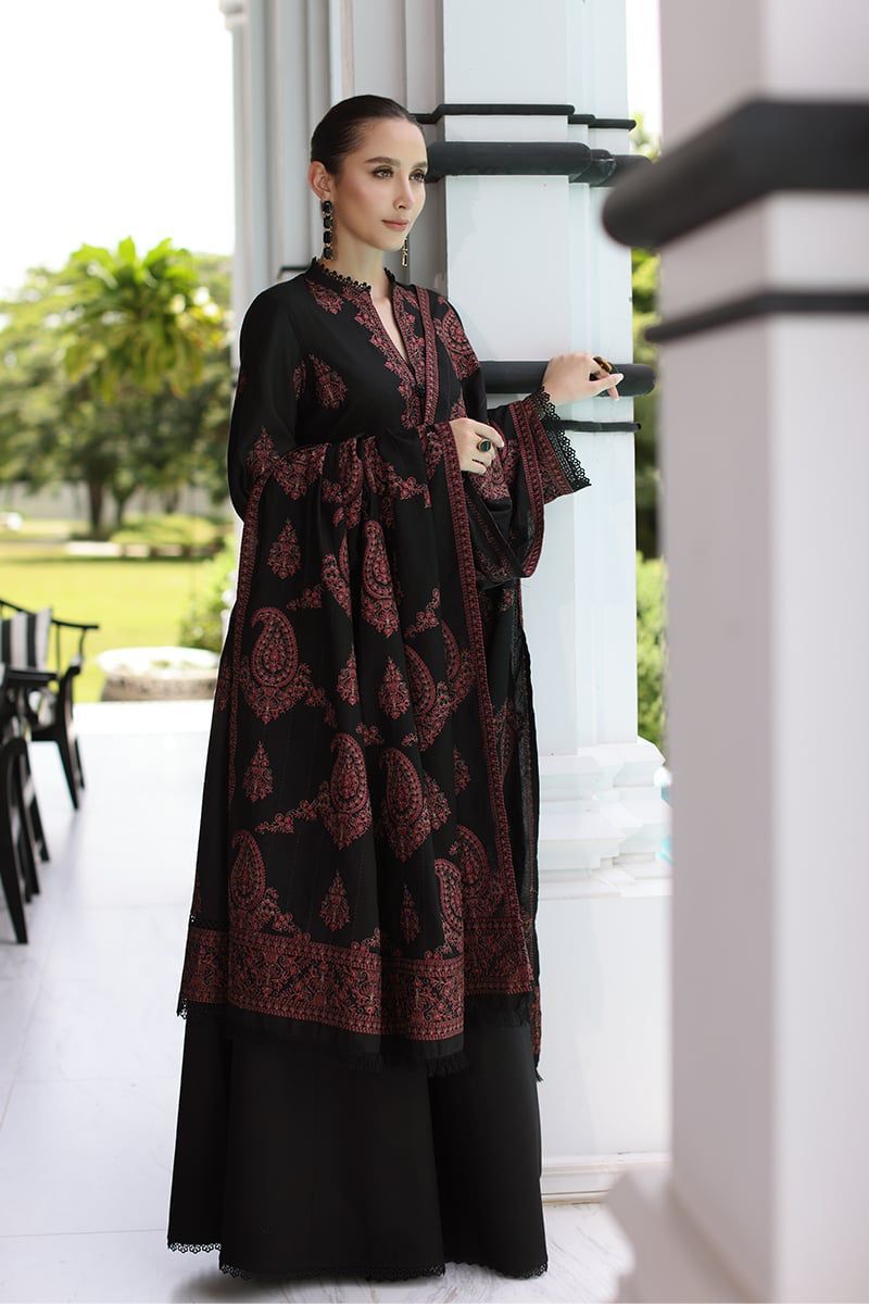 Bareeze 5001 Wool Dhanak Suit with heavy embroidery and wool shawl