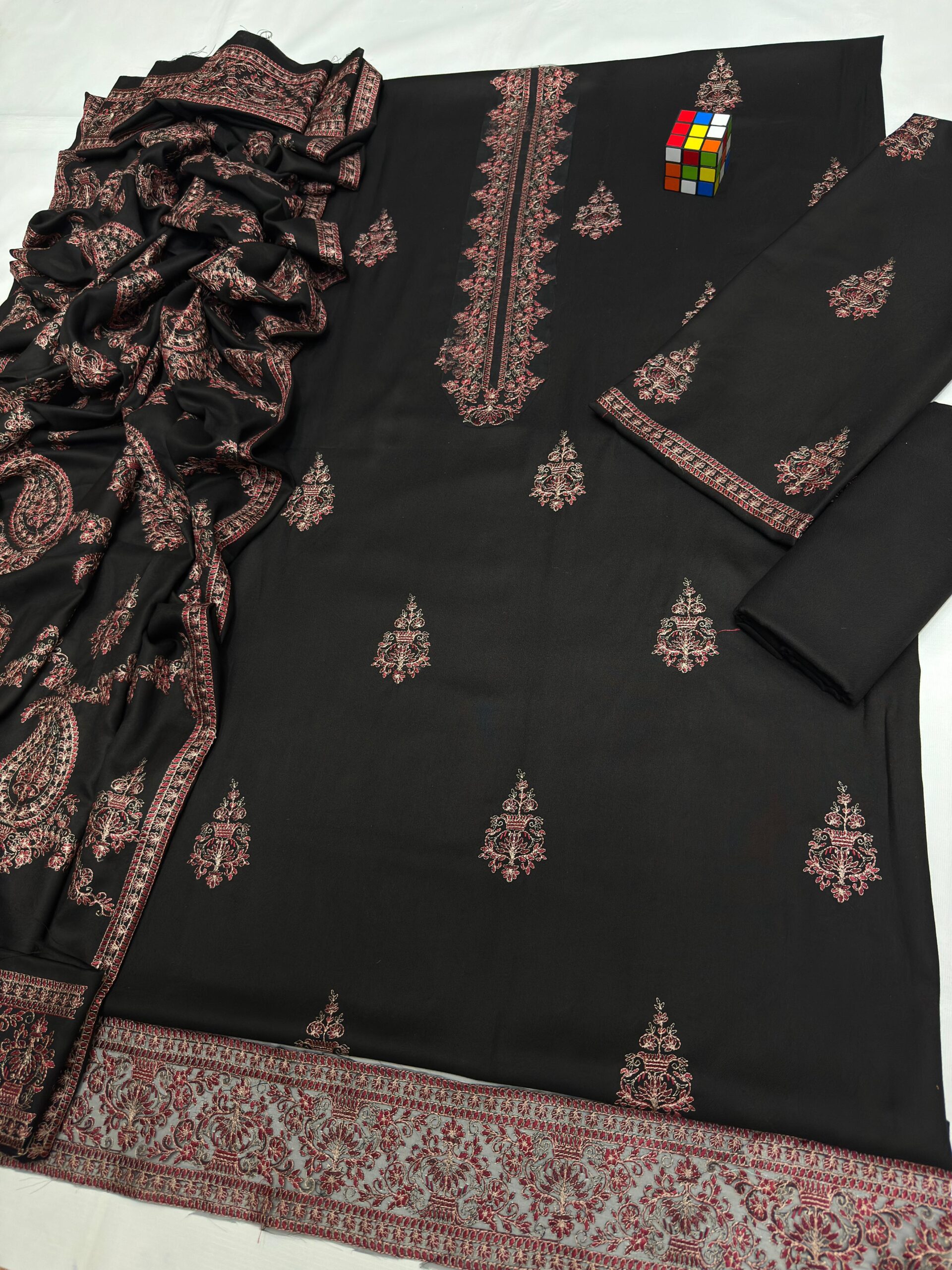 Bareeze 5001 Wool Dhanak Suit – Heavy Embroidered Winter Collection - Image 7