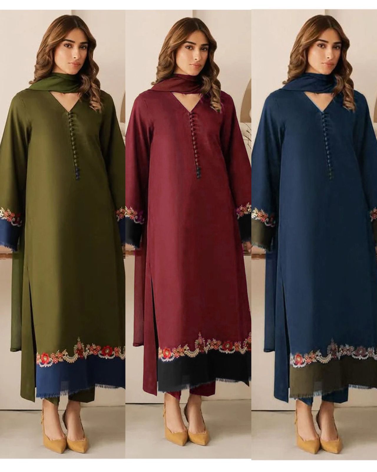 Qaswa 3017 Airjet Dhanak Embroidered Winter Suit - Image 4