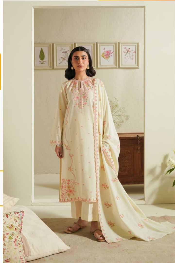 Laam 5123 Dhanak Suit by Zarqaaa with Heavy Embroidery