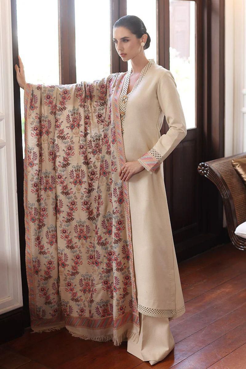 Zarqaaa Bareeze 5050 Premium Dhanak Embroidered Winter Suit - Image 3