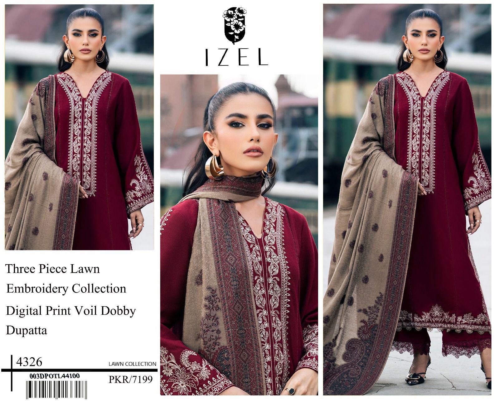 Zarqaaa Izel Luxury Lawn Suit with Voil Dobby Dupatta - Image 4