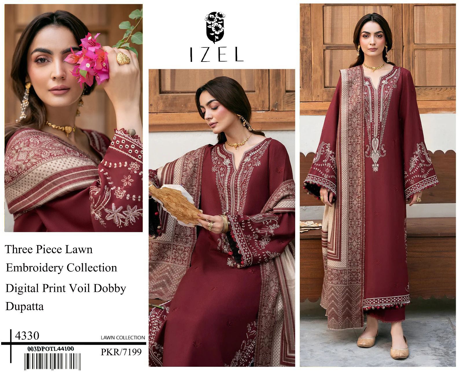 Zarqaaa Izel Luxury Lawn Suit with Voil Dobby Dupatta - Image 7