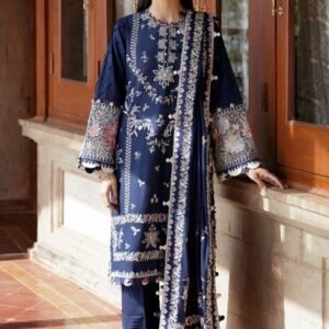 Zaha 1068 Lawn Suit with heavy embroidery and bamber chiffon dupatta for Eid 2025 in Pakistan