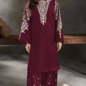 Batik Lawn Suit 777 with embroidered neck front sleeves and trouser
