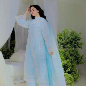Qalamkar Thread Lawn Suit 3PC slub monark dupatta