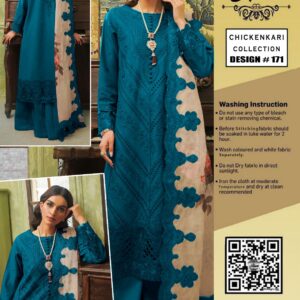 Heer Chikankari Lawn Suit sequence embroidered 3PC khaddi net dupatta