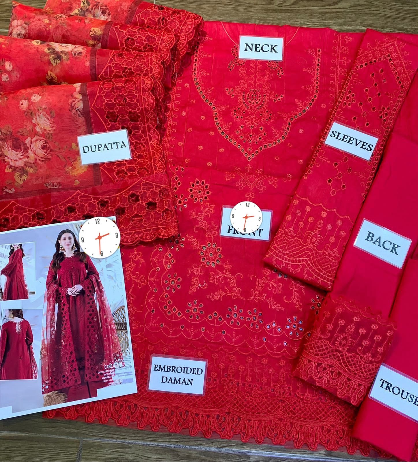 Qalamkar Chikankari Cotton Suit 3PC Organza Dupatta - Image 7