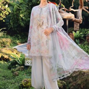 Maria B Eid Lawn 3PC laser sequence embroidered chiffon dupatta suit