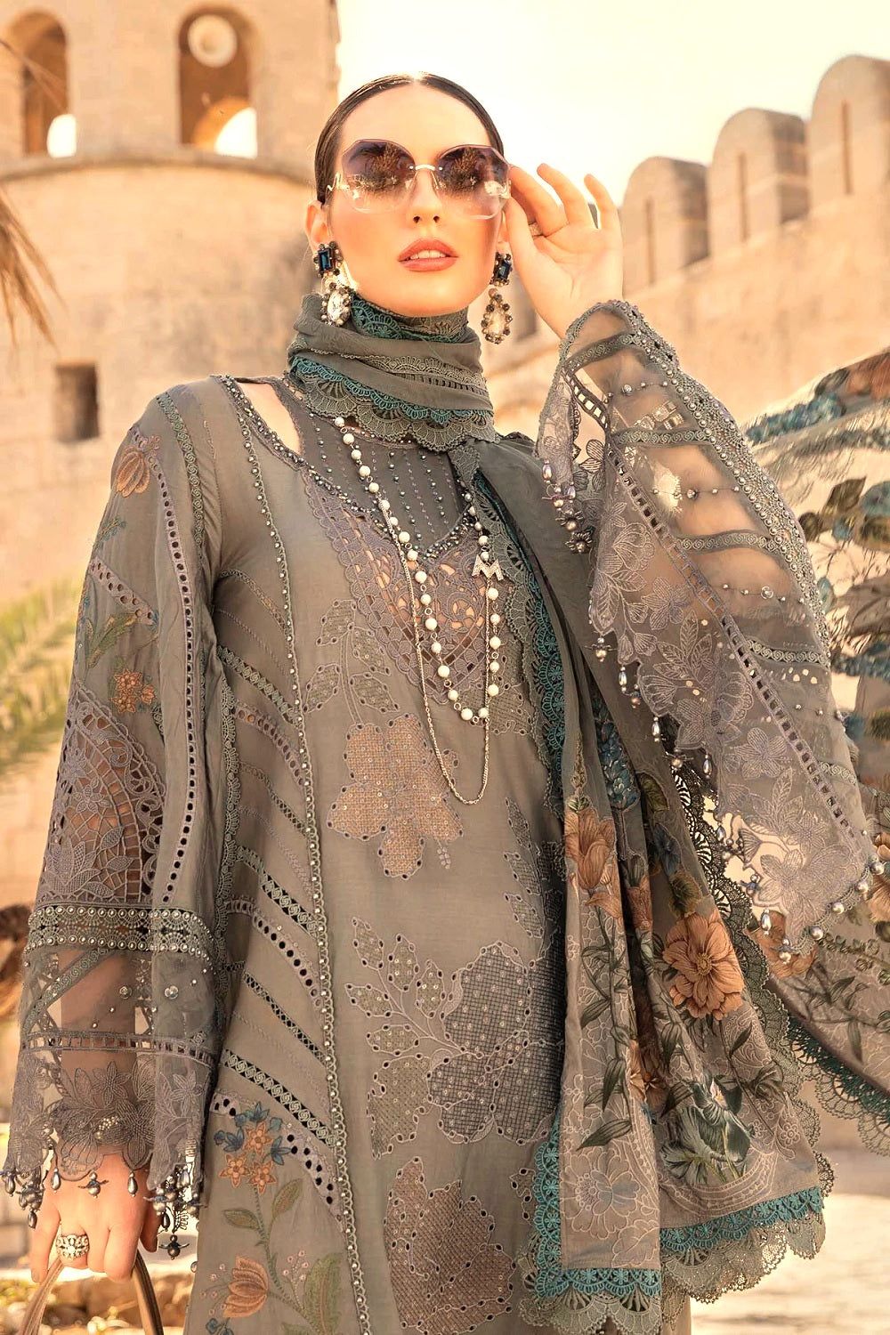 Maria B Luxury Lawn 3PC Embroidered Suit MBL-D-2406-B-24 - Image 7