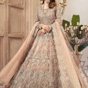 Maria B Net Frock 3PC wedding couture sequence embroidered suit