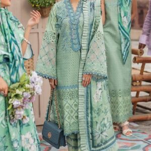 Mushq Chikankari Lawn Suit 3PC silk dupatta schiffli embroidery
